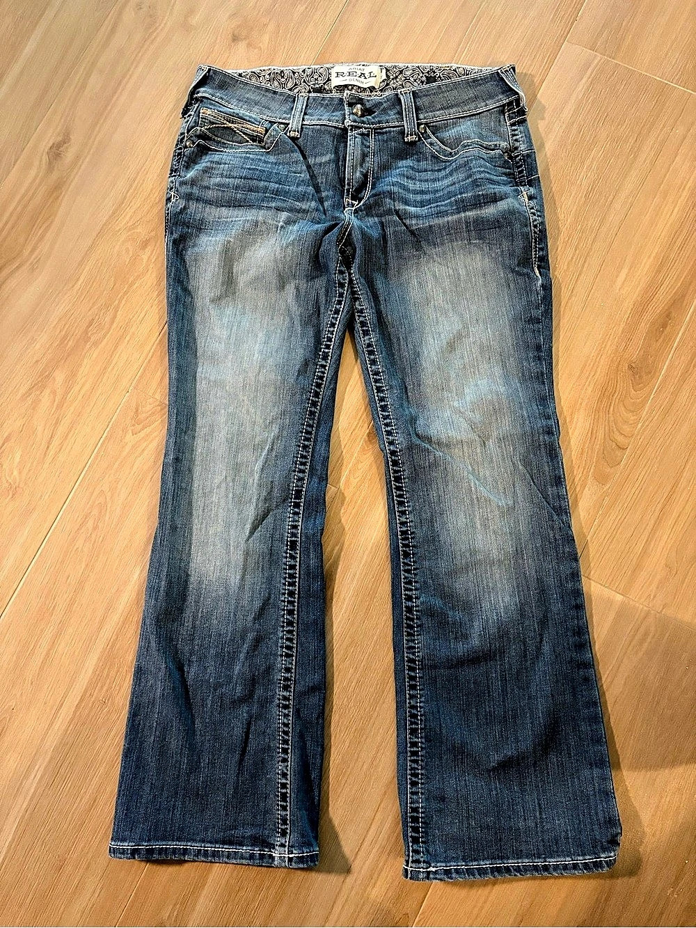 Ariat R.E.A.L. Mid Rise Boot Cut Jeans Blue Waist 32S
